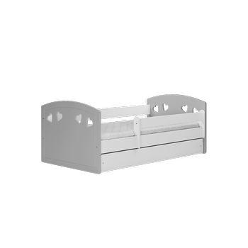 Kocot Kids Łóżko dziecięce Julia 160x80 biało-szare z materacem pianka/kokos oraz szufladą