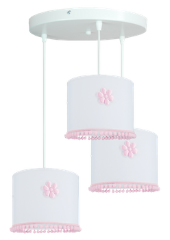 Lampa sufitowa do pokoju dziewczynki biało-różowa Pompony Koło 3