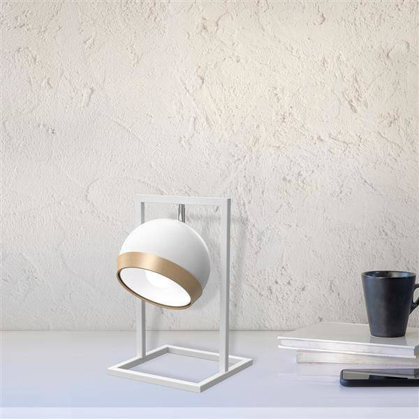 Lampa stołowa nowoczesna kula OVAL biały 40cm