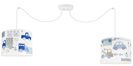 Lampa sufitowa do pokoju chłopca Autka niebieskie regulowana Pająk 2xE27