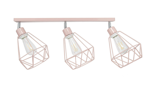 Lampa sufitowa dla dziewczynki pastelowy róż nowoczesny druciak w stylu loft Carmen 3xE27
