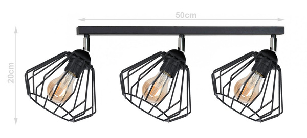 Lampa sufitowa młodzieżowa czarna Druciak Loft 3xE27