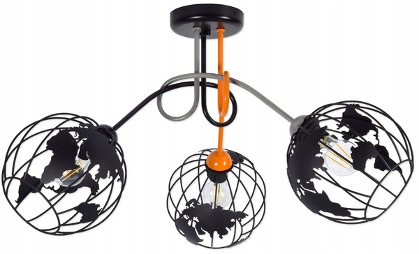  Lampa sufitowa do pokoju dziecięcego czarna Edison Globus 3