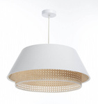 Lampa w stylu Boho podwójny abażur len i naturalny rattan kremowa 