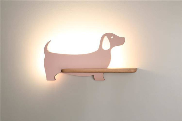 Kinkiet półeczka LED różowy piesek przewód Dog 21-01030