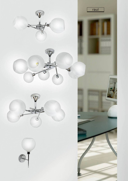 Lampa sufitowa wisząca 3X40W E14 chrom klosz biały RAUL 33-72221
