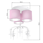 Lampa sufitowa dziecięca z abażurem BALETNICA III różowy śr. 36cm