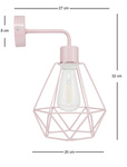 Lampa ścienna do pokoju dziewczynki różowa pastelowa druciak w stylu loft Carmen 1 