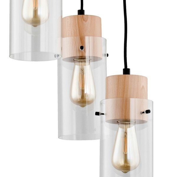 Lampa wisząca TANTUM drewno/czarny śr. 38cm