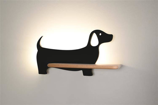 Kinkiet półeczka LED czarny piesek przewód Dog 21-01047
