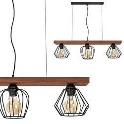 Lampa wisząca OZZY BLACK / WOOD 3xE27 60W MLP6252