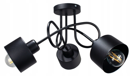 Lampa sufitowa do pokoju młodzieżowego czarna Zakręcony Kubeczek 3xE27 Led