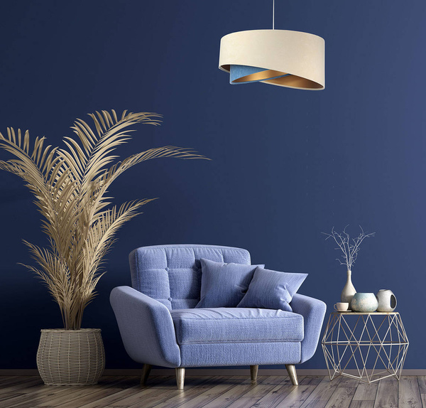 Lampa wisząca asymetryczna welurowa Mix czarno - biała 