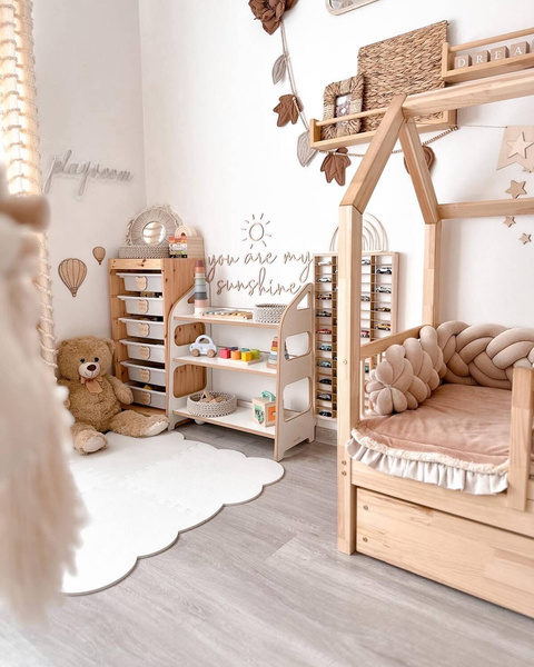 Regał do pokoju dziecięcego drewniany montessori MAXI biały