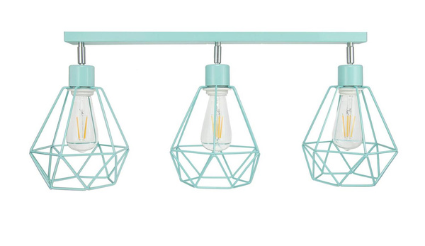 Lampa sufitowa do pokoju dziecięcego turkusowa pastelowa druciak w stylu loft Carmen 3xE27