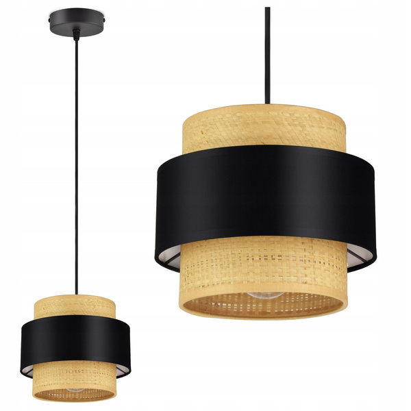 Lampa wisząca w stylu boho rattanowa czarna 