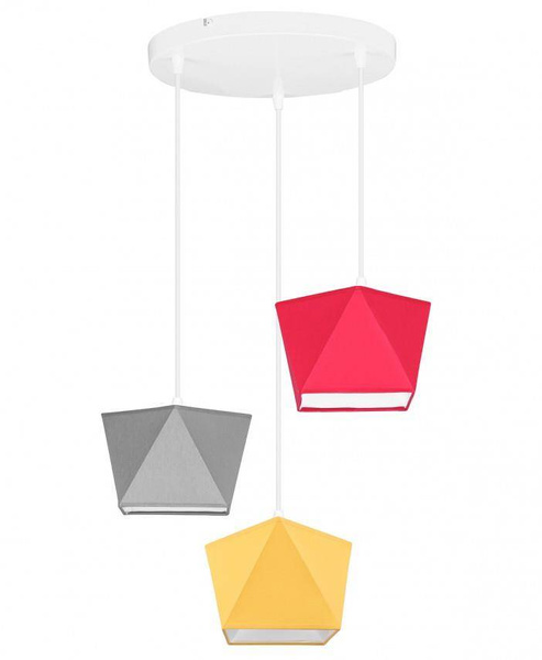 Żyrandol dziecięcy kolorowe abażury Diament 3xE27 Led 