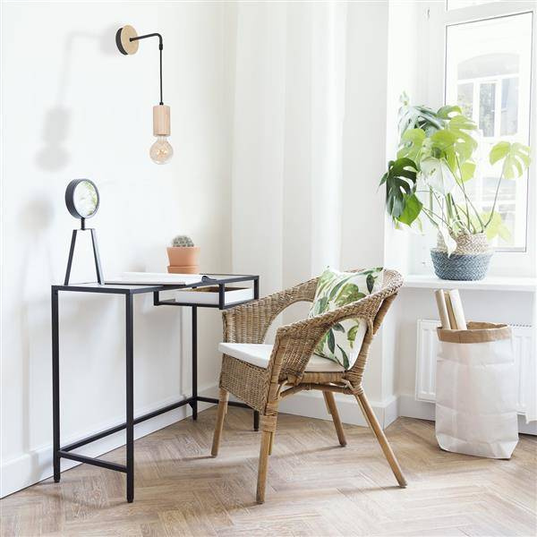 Kinkiet drewniany designerski LINES drewno/czarny