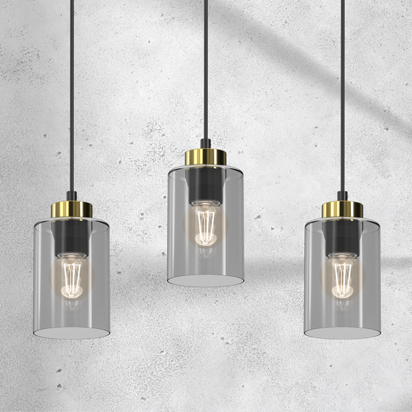 Lampa wisząca CHIC, MLP8384, czarny/złoty/dymiony, 3x60W E27
