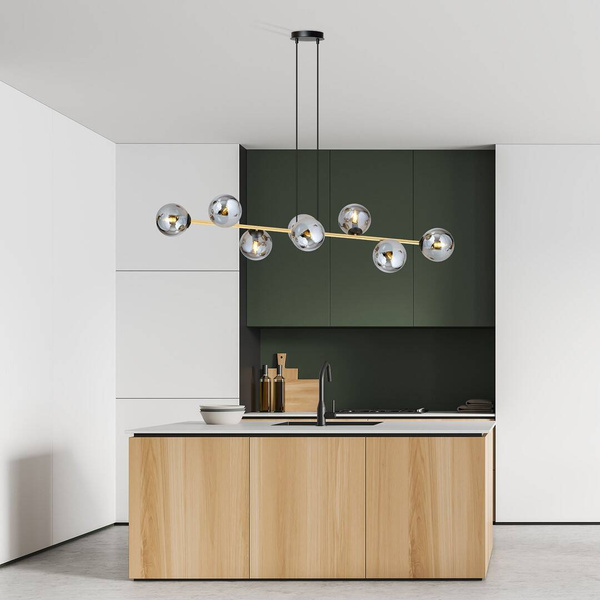 Nowoczesna lampa wisząca nad wyspę GRAVITY 8 BL GRAFIT