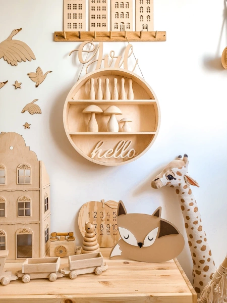  Lampka nocna dla dzieci drewniana Lisek z pilotem LED 