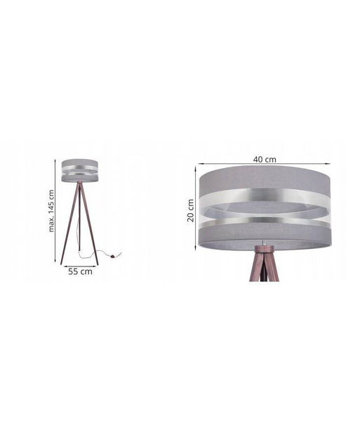 Stojąca Nowoczesna Lampa Trójnóg z Abażurem Średnica 40cm