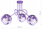 Lampa sufitowa do pokoju dziecka fioletowa Edison Globus 3 punktowa Led 