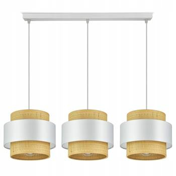 Lampa wisząca w stylu boho ratanowa biała