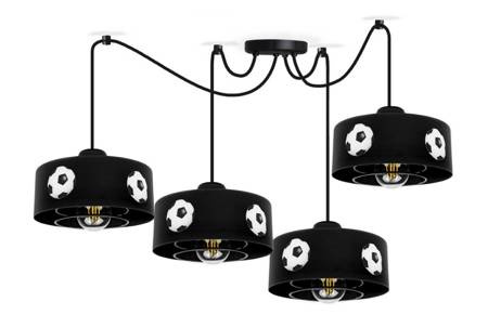 Lampa sufitowa do pokoju piłkarza czarna z motywem piłek pająk Mundial 4xE27 Led
