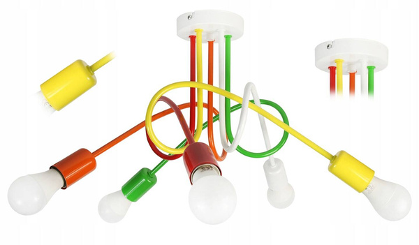 Lampa sufitowa do pokoju dziecięcego kolorowa Mondo 1001/5MX3