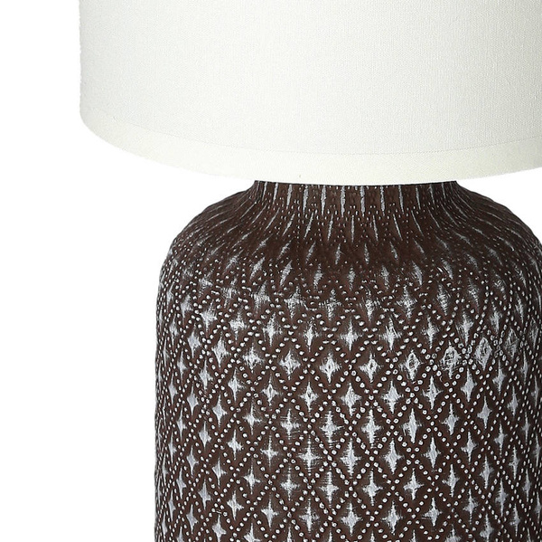 Lampa gabinetowa/stołowa/nocna INER 41-79862 ceramiczna brązowa/abażur biały 1x40W E14