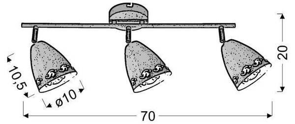 Lampa sufitowa 3xE14 70cm COTY 93-67173 LISTWA CZARNY