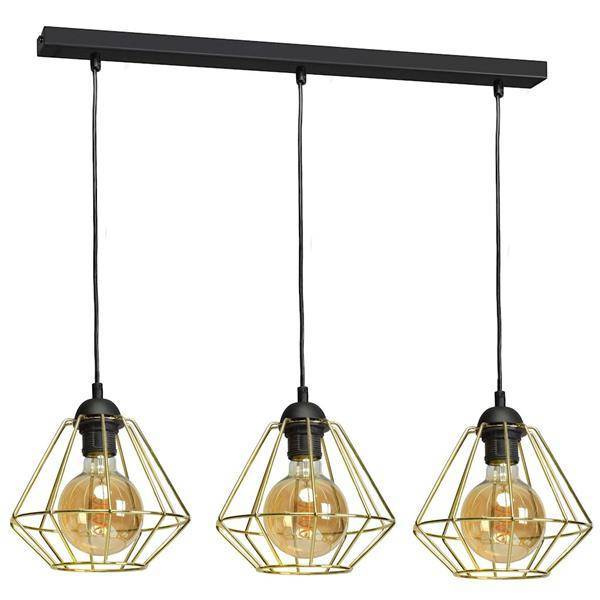Lampa wisząca INDUSTRIALNA LUPO BLACK/GOLD 3xE27 MLP6271