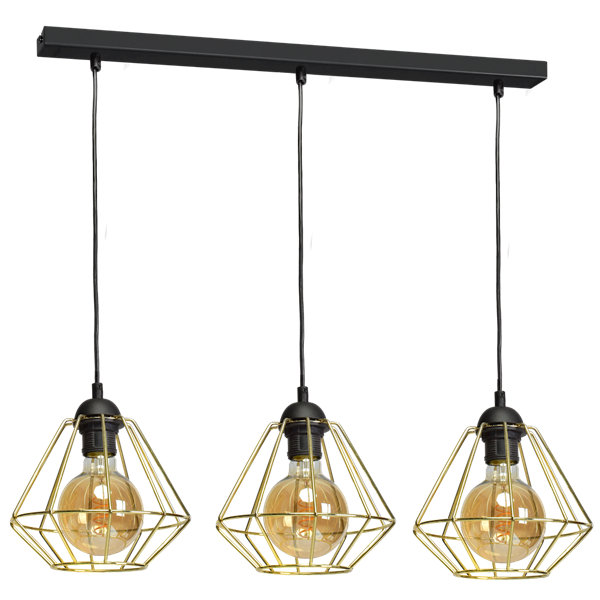 Lampa wisząca INDUSTRIALNA LUPO BLACK/GOLD 3xE27 MLP6271