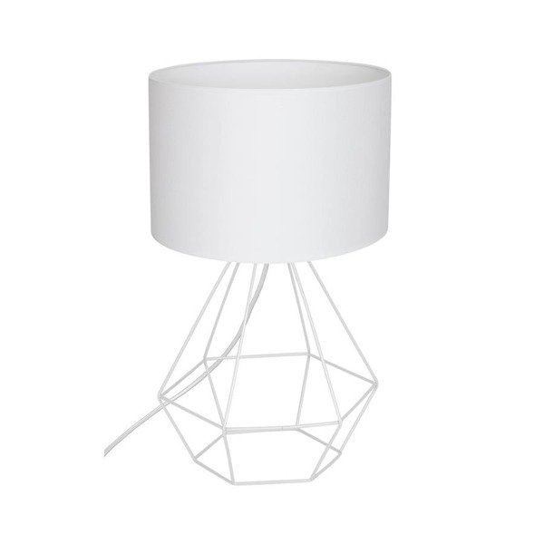 Lampa stołowa z abażurem druciana ALMA biały śr. 25cm