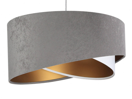 Lampa wisząca asymetryczna welurowa Mix szaro - biała