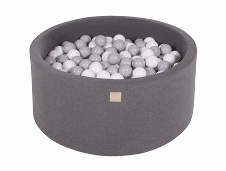 Suchy basen z piłeczkami do pokoju dziecięcego szary średnica 90cm wysokość 40cm