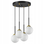 Lampa wisząca czarno-złota mleczne kule 4 źródła światła  