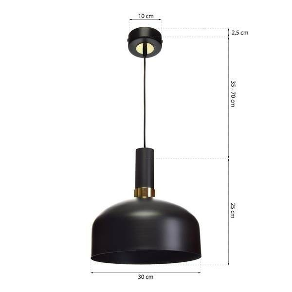 Nowoczesna lampa wisząca MALMO BLACK/GOLD 1xE27 MLP6198