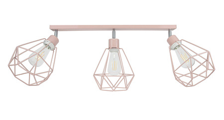 Lampa sufitowa dla dziewczynki pastelowy róż nowoczesny druciak w stylu loft Carmen 3xE27