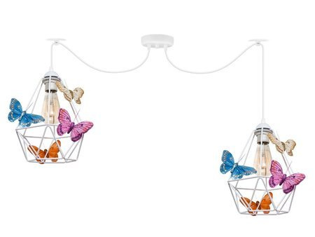 Lampa sufitowa do pokoju dziewczynki w stylu loft pająk Motylek regulowana 2xE27 Led