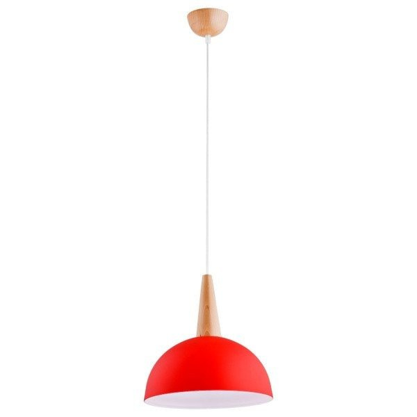 Lampa wisząca zwis FOTYN drewno/czerwony śr. 30cm