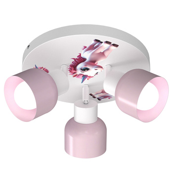 Lampa sufitowa do pokoju dziewczynki Jednorożec 3xE27