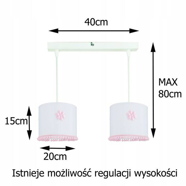 Lampa sufitowa do pokoju dziewczynki różowa Pompony 2xE27 Led 