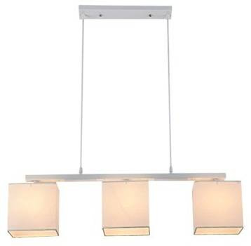 Lampa wisząca biała + beżowy tkany abażur 3x40W Boho Candellux 33-58362