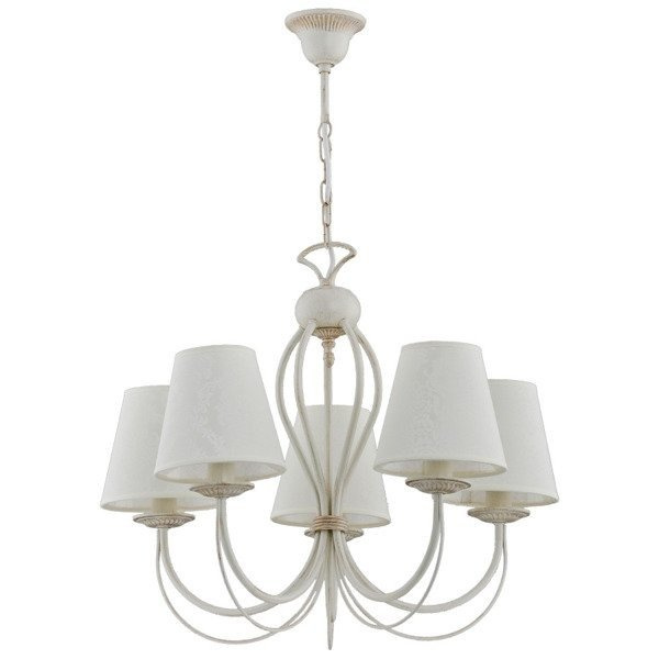 Żyrandol klasyczny z abażurami IRMA śr. 56cm biały antyczny/ecru