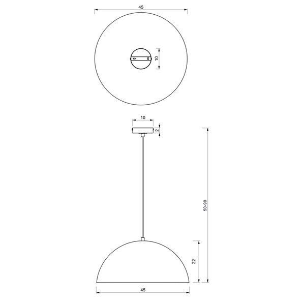 Lampa wisząca BETA, MLP8955, 45 cm, czarny/biały, 1x60W E27