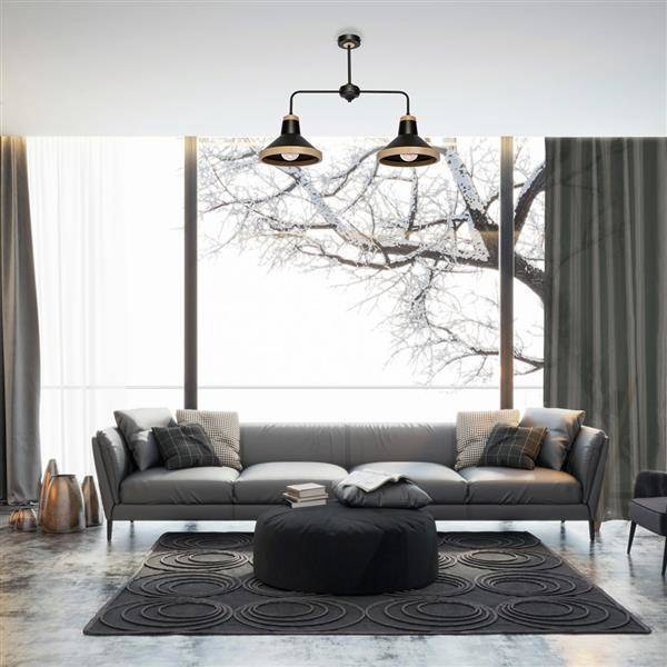 Lampa sufitowa SALMA BLACK / WOOD 2xE27 60W
