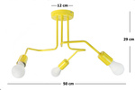 Lampa sufitowa do pokoju dziecka żółta w stylu loft potrójna Vanessa 3xE27 Led 