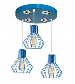 Lampa sufitowa do pokoju piłkarza niebieska Mundial 3xE27